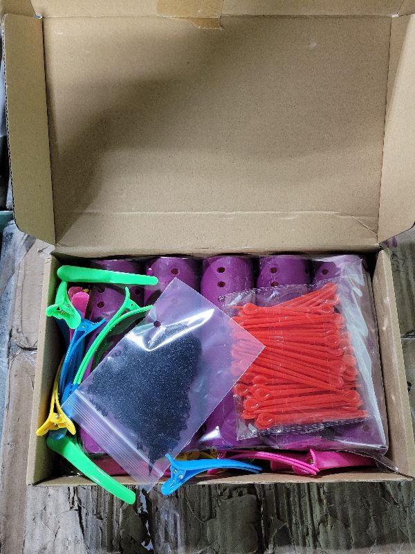 Photo 1 of 141 Pieces Hair Rollers Set Include 60 Plastic Hair Rollers (Multicolor,6 Size)