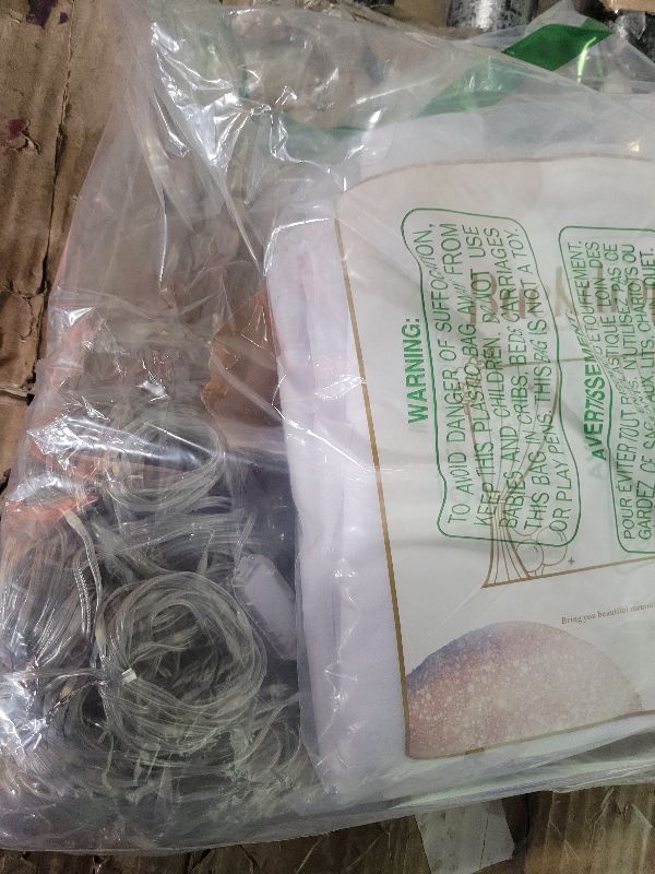 Photo 1 of 10ft x 10ft White Tulle Backdrop Curtain with Lights String for Parties Wedding Bridal Shower Sheer White Curtain Backdrop for Birthday Baby Shower Photo Booth Background Decorations