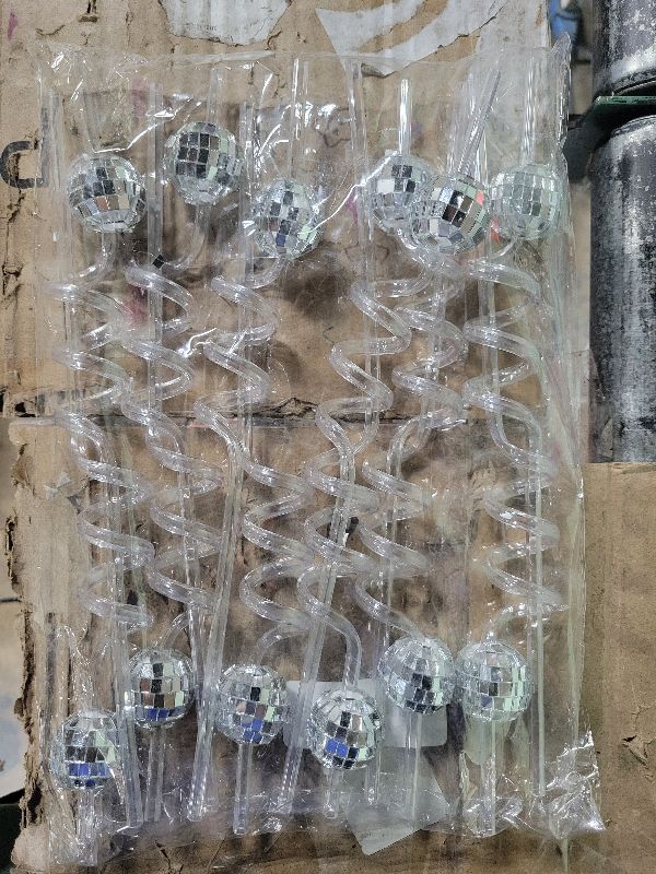 Photo 1 of 12 PCS Disco Ball Straws, Disco Ball Decor, 70s Disco Ball Straws, 1970s Fever Retro Disco Party Decorations