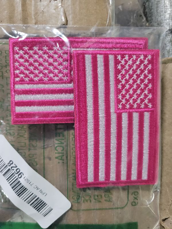 Photo 1 of 2 Pieces Tactical USA Flag Patch Pink American Flag US United States of America Military Uniform Emblem Patches