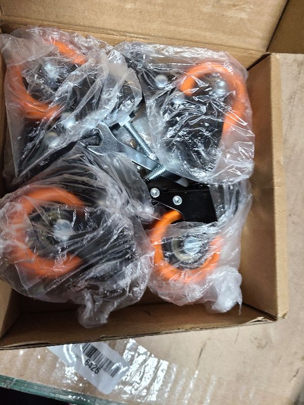 Photo 1 of 2 Inch Caster Wheels, Threaded Stem Casters Set of 4 Heavy Duty, 1/4"-20x1 (Screw Diameter 1/4", Stem Length 1"), Safety Dual Locking Industrial Castors, Wheels for Cart, Furniture