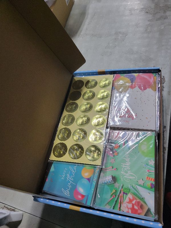 Photo 1 of 160 Birthday Cards Bulk with Short Generic Message Inside, Birthday Cards with Envelopes 4 x 6 inches, 20 Unique Designs, for Family, Group,Office, Business, Cards in Box