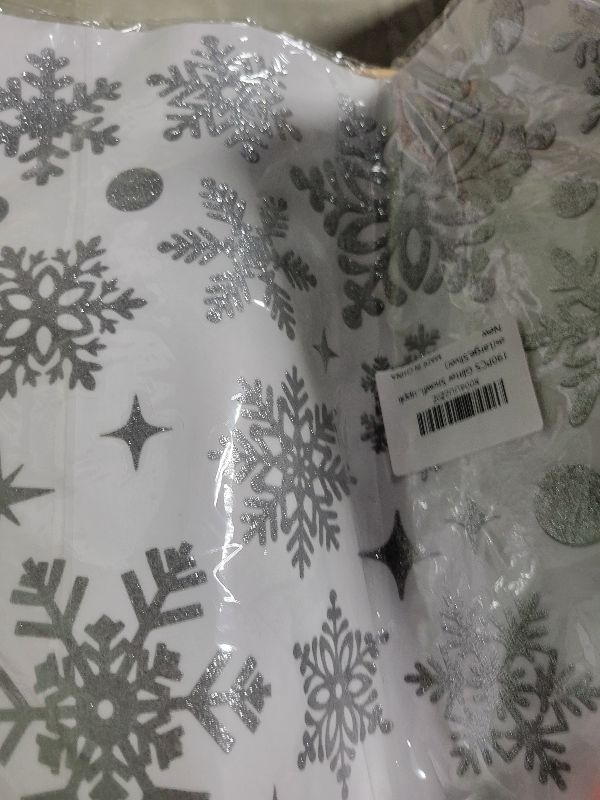 Photo 1 of 190PCS Glitter Snowflake Window Clings for Christmas Decorations Sparkling Winter Window Clings Decals for Glass Holidays Party Supplies(Large,Sliver)