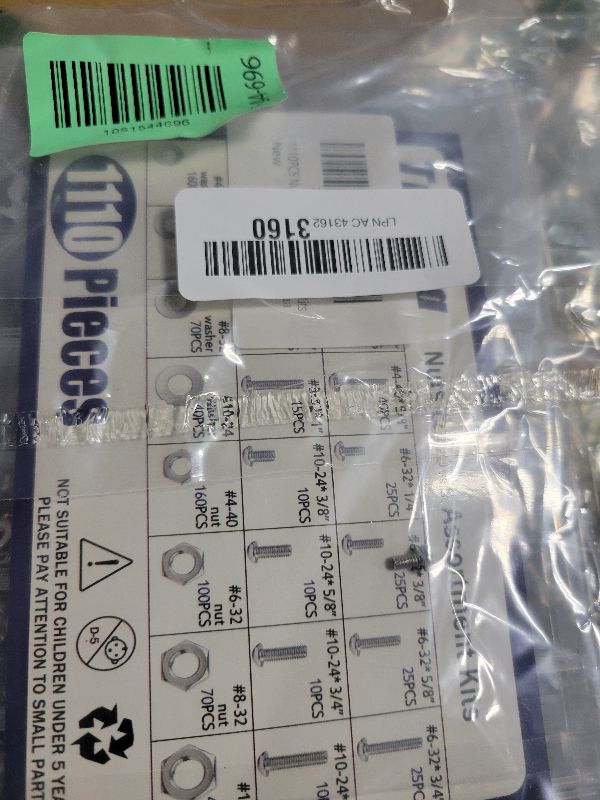 Photo 1 of 1110PCS Nuts and Bolts Assortment Kit, Stainless Steel Hardware Assortment Kit with Assorted Screws, Nuts, Bolts and Washers?#4-40#6-32#8-32#10-24?