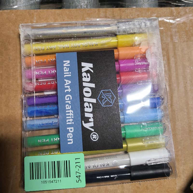 Photo 1 of 12 Color 3D Nail Art Pens Set, Kalolary Nail Point Graffiti Dotting Pen Drawing Painting Liner Brush for DIY Nail Art Beauty Adorn Manicure Tools