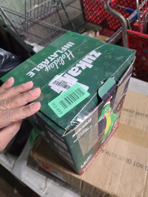 Photo 1 of 13FT Giant Dinosaur Christmas Inflatable Decorations, Built-in LED Lights, Strong Blower Huge Blow Up Yard Clearance Decor with Large Candy Cane Xmas Santa Hat Outdoor Indoor Holiday Party