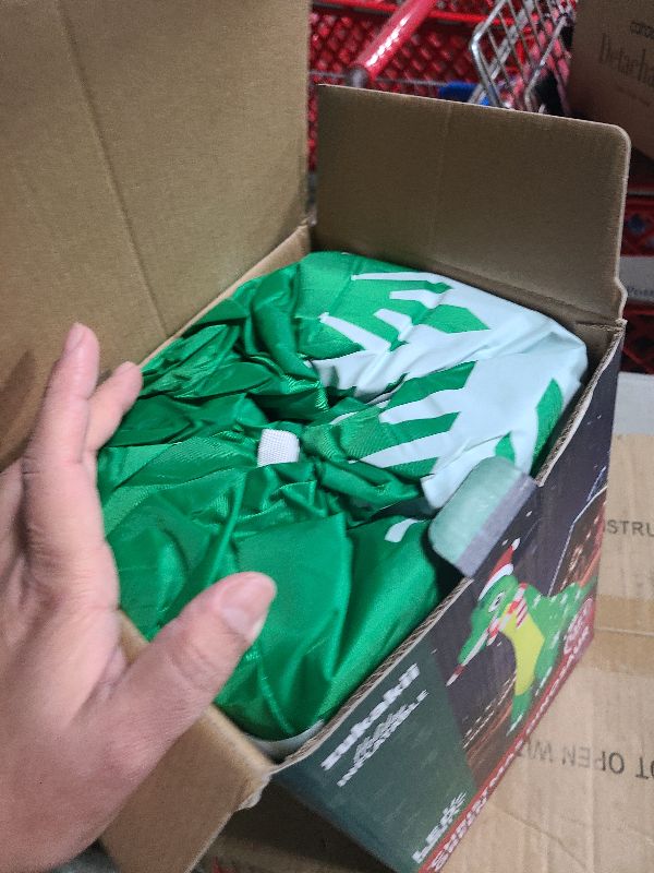 Photo 1 of 13FT Giant Dinosaur Christmas Inflatable Decorations, Built-in LED Lights, Strong Blower Huge Blow Up Yard Clearance Decor with Large Candy Cane Xmas Santa Hat Outdoor Indoor Holiday Party