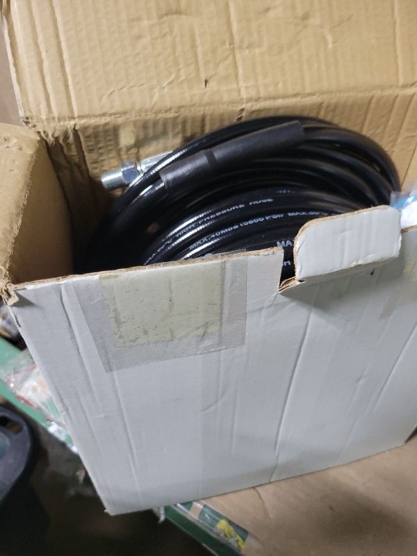 Photo 1 of 100FT Sewer Jetter Kit for Pressure Washer, 5800PSI Drain Cleaner Hose 1/4 Inch NPT Corner, Rotating Button Nose Sewer Jetting Drain Jetter Hose Nozzle Pearl Corsage Pin Spanners, Black