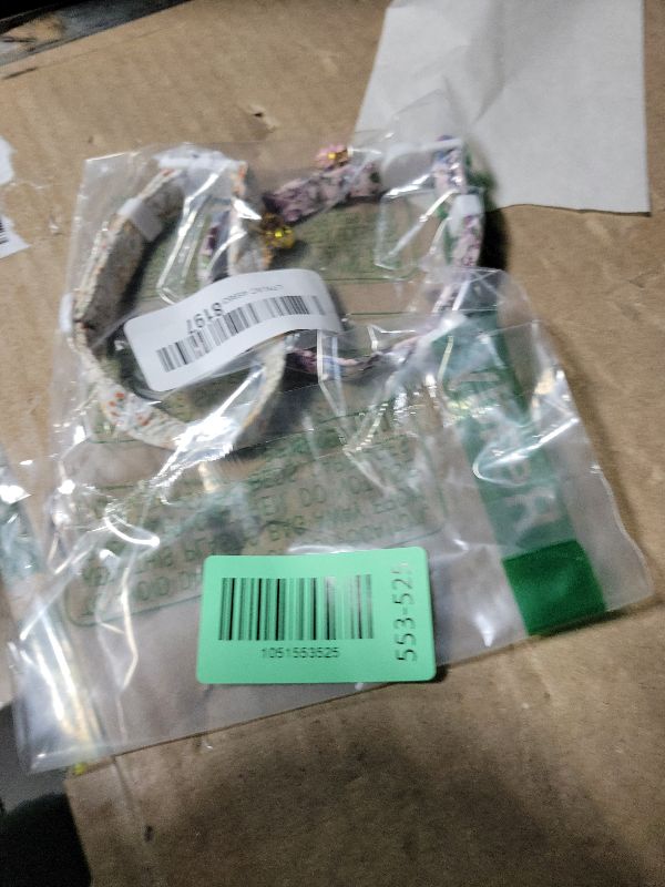 Photo 1 of 2 Pack Cotton Breakaway Cat Collars Set with Bell and Flower Pendant, Cute Floral Fruit Patterned, Adjustable 7.5-11Inch, Include A Mouse Toy Gift