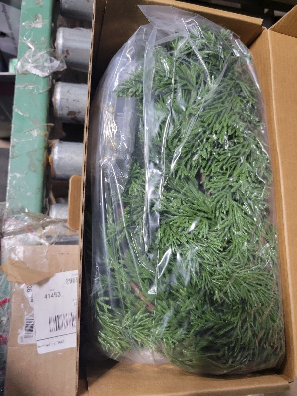 Photo 1 of 6FT PARTY JOY Seasonal Artificial Christmas Garland with LED String Lights Pine Needle Cypress Garland for Holiday Winter Indoor Outdoor Decor