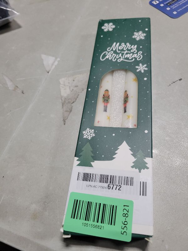 Photo 1 of 2 Pack Christmas Taper Candles, 10 Inch Unscented Candlesticks with Nutcracker Pattern for Holiday Table Centerpiece, Fireplace Mantel, Advent Wreaths, Winter Weddings, Seasonal Home Decor