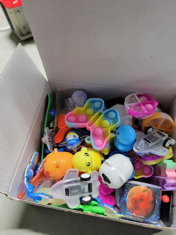 Photo 1 of 125 Pcs Party Favors Fidget Toys Pack, Randomly Selected Pop Sensory Set 65 Stickers Gifts for Kids Adults Boy Girl Stocking Stuffers Autistic Goodie Bag Filler Treasure Box Classroom Prizes School