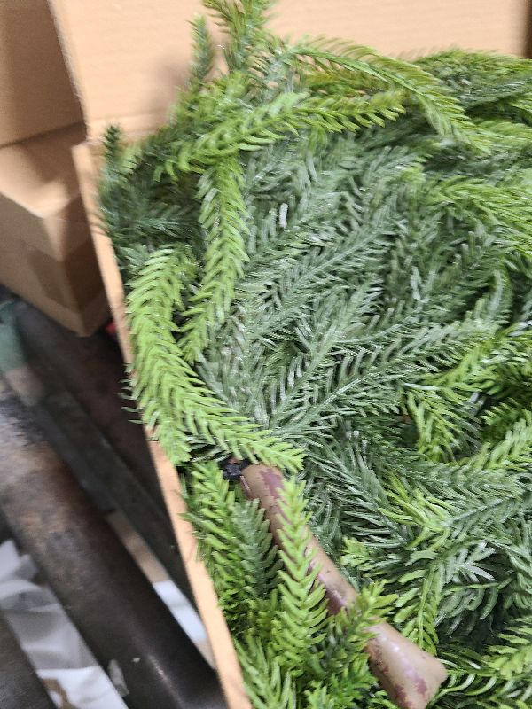 View 2 of 5FT Christmas Norfolk Pine Garland -1PCS, Artificial Pine Needles Garlands Faux Greenery Fake Garland for Holiday Fireplace,Table,Window,Stairs,Mante,Indoor Outdoor Decor