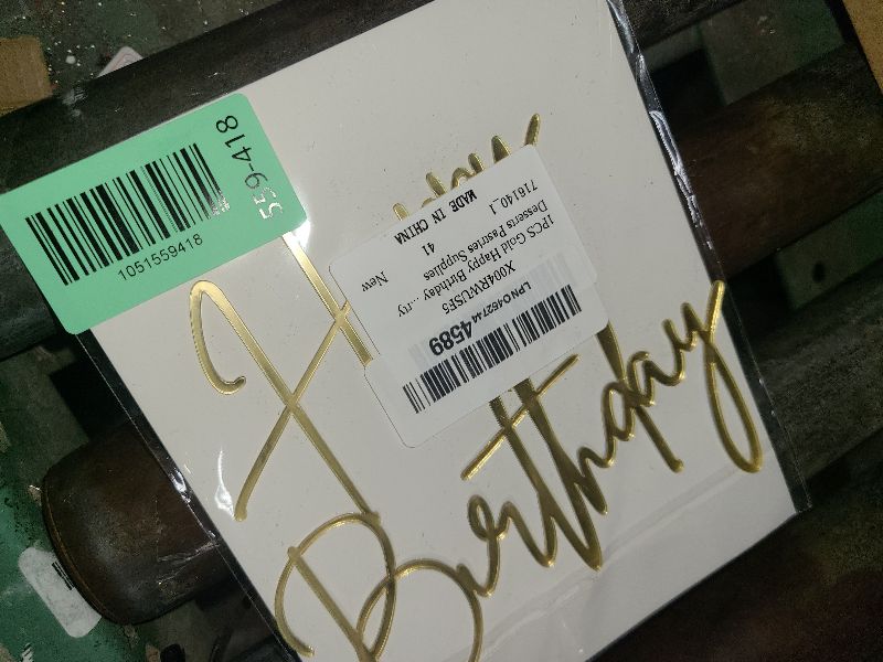 Photo 1 of 1PCS Gold Happy Birthday Cake Topper, Acrylic Happy Birthday Cake Sign Party Decorations Cupcake Toppers for Anniversary, Bridal Shower, Party Desserts Pastries Supplies?