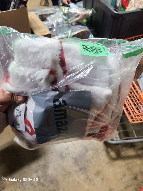 Photo 1 of 12PCS Bulk Christmas Stockings,18"Large Red Velvet with White Plush Cuff Xmas Stocking,Felt Flannel Faux Fur Stockings with Golden Snowflakes,Thickened Christmas Stockings Bulk for Fireplace Mantel