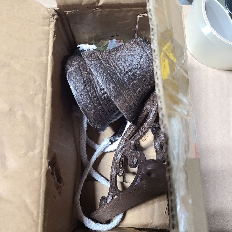 Photo 1 of 2 Pack Cast Iron Dinner Bells with Rope - Classic Brown Outdoor Hanging Bell for Wall Mount, Farmhouse, Garden, Porch - Loud Sound for Home, Church, Learning Places Decor