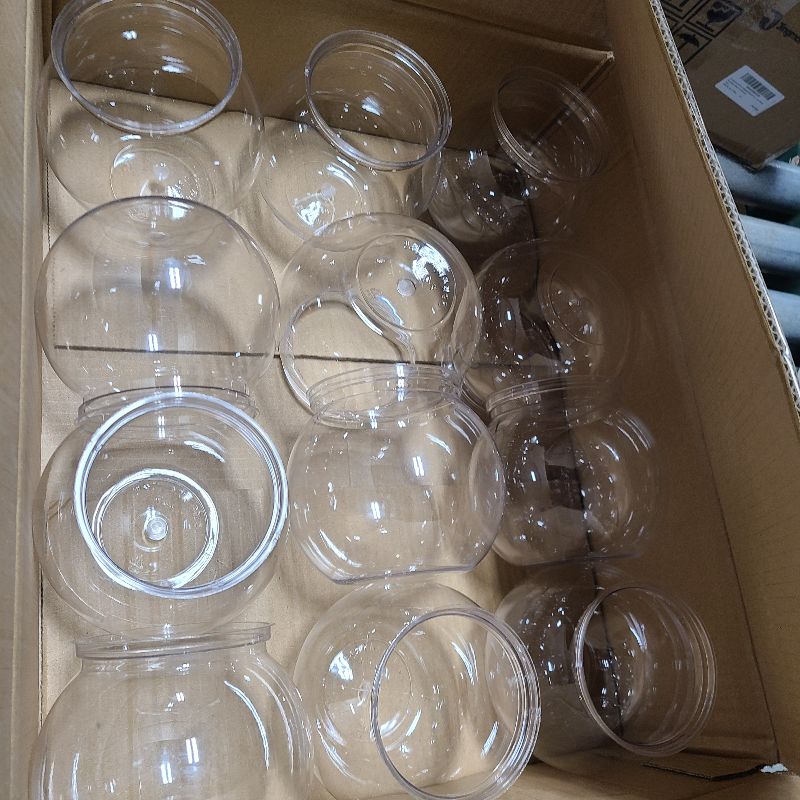 Photo 1 of 12 Pack 26 oz Plastic Fish Bowls Mini Clear Fish Bowls Small Round Fishbowl Aquarium Bulk for Centerpieces Home Decor Party Favors