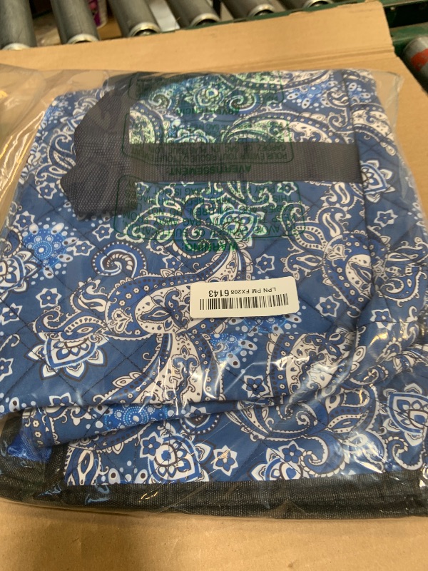 Photo 1 of GUSTARIA Empty Mahjong Bag, Blue Printed Soft American Mahjong Bag with Two Wrappers (Case Only, Mahjong Tiles, Trays and Mah jong Racks/Pushers not Include)