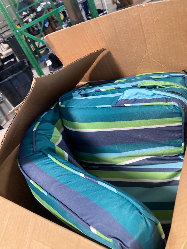 Photo 1 of AAAAAcessories Outdoor Chaise Lounge Cushions, Fade-Resistant, Waterproof Patio Furniture Replacement Cushions, 72" x 21" x 3", Stormy Teal Coastal Stripe