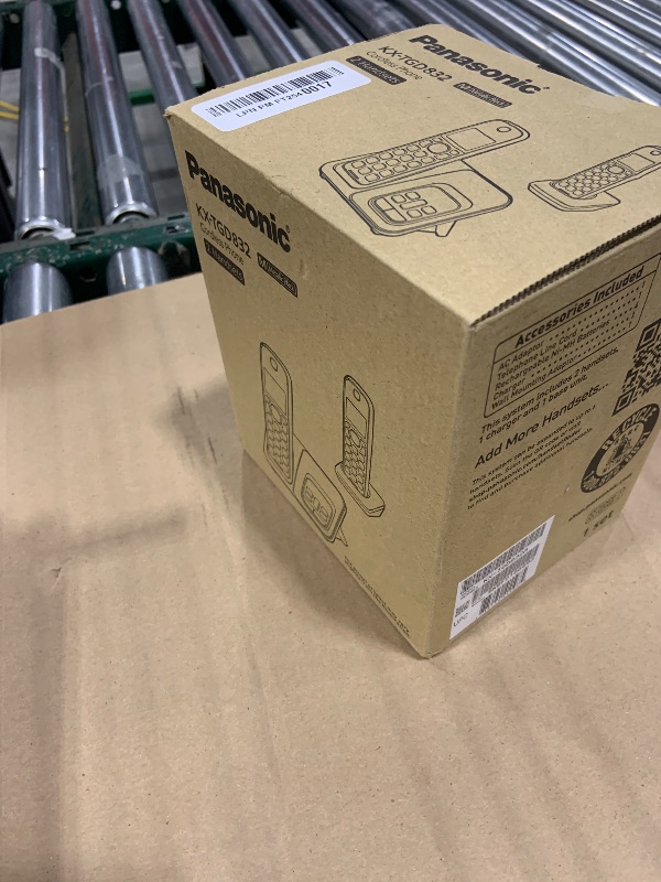 Photo 1 of Panasonic Cordless Phone with Answering Machine, Advanced Call Block, Bilingual Caller ID and High-Contrast Display, Expandable System with 2 Handset Cordless Telephones - KX-TGD832M (Metallic Black)