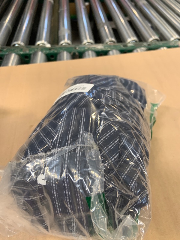 Photo 1 of OYOANGLE Women's Two Piece Striped Outfits Backless Ruffle Halter Shirt Wide Leg Pants Business Casual Matching Sets Blue X-Large