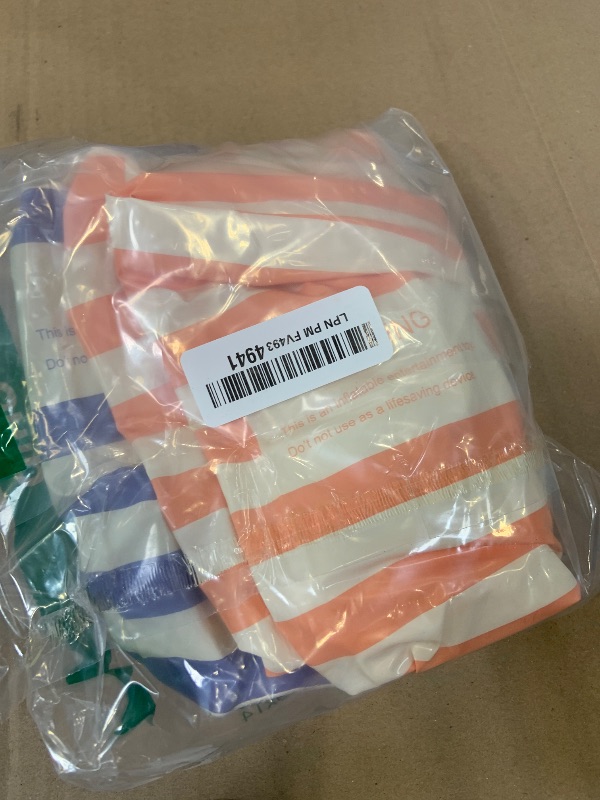 Photo 1 of Arm Floaties for Kids and Adults - Vintage Striped Pool Arm Floats Arm Bands Inflatable Swim Floaties PVC Arm Floaty for Kids 3-5-6-12 Years (Blue Stripe+Orange Stripe)