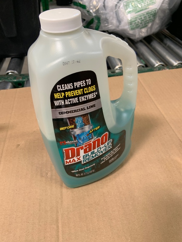 Photo 1 of Drano Max Build Up Remover Drain Cleaner, Enzymes & Probiotics Prevents Clogs & Remove Odor-Causing Buildup, Safe for Septic, Toilets & Pipes in Bathroom Drains & Kitchen Sinks, Commercial Line, 60 oz