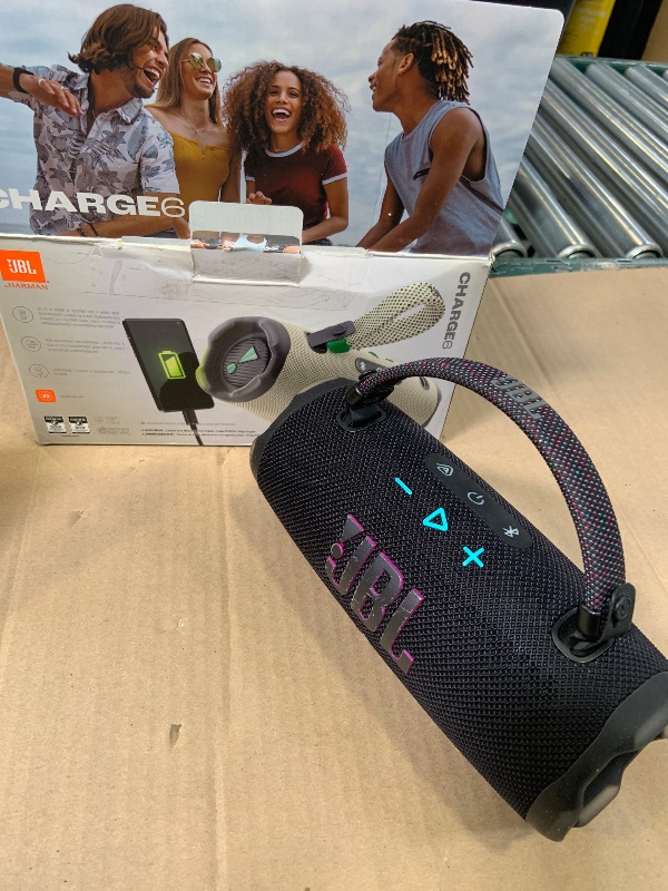 Photo 1 of JBL Charge 6 - Portable Waterproof & Drop-Proof Bluetooth Speaker, Bold JBL Pro Sound & AI Sound Boost, 28Hrs Playtime, Built-in powerbank & Comes with a Sturdy/Removable Carrying Strap (Black/Teal)
