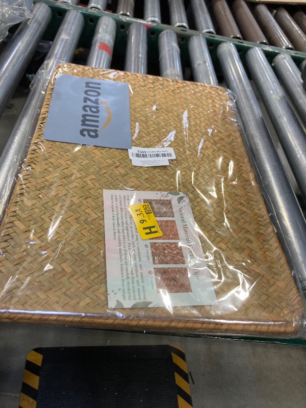 Photo 1 of 6 Pack Rectangular Woven Placemats, Rattan Wicker Table Mats, 17" x 12", Natural Seagrass Place Mats for Dining Table