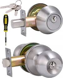 Photo 1 of BESTTEN Keyed Same Exterior Door Knob with Key Lock and Deadbolt, for Entrance and Front Door, Satin Nickel