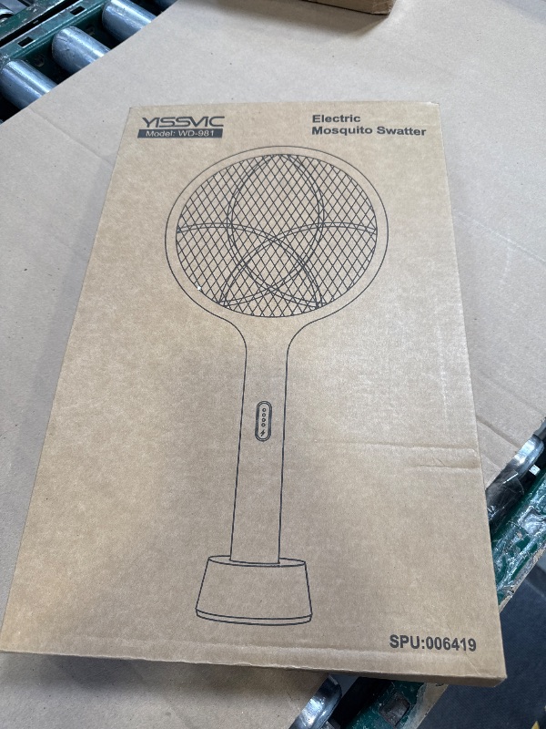 Photo 1 of YISSVIC Electric Fly Swatter 4000V Bug Zapper Racket Dual Modes Mosquito Killer with Purple Mosquito Light Rechargeable for Indoor Home Office Backyard Patio Camping (Black-1 Pack)