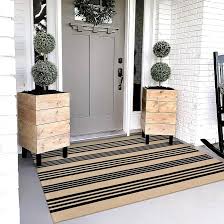 Photo 1 of OJIA Outdoor Rug 3'x5', Black and Tan Area Rug Machine Washable Rugs Cotton Hand Woven Entry Rug Indoor Outdoor Striped Carpet for Front Porch/Deck/Backyard/Camping/Outdoor Decor