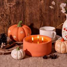 Photo 1 of Viyffo 20oz Large Scented Candle – Pumpkin Spring Spice, 3 Wick Candles for Home Scented, Non Toxic Soy Candle for Women and Men, Orange Decorative Ceramic Jar, Luxury Home Décor & Warm Birthday Gift