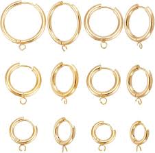 Photo 1 of UNICRAFTALE 10 Paris 2 Colors 18K Gold Plated Huggie Hoop Earrings 15.5mm Long Oval Endless Hoop Earrings Small Sleeper Piercing Earring Set for Women DIY Jewelry Making