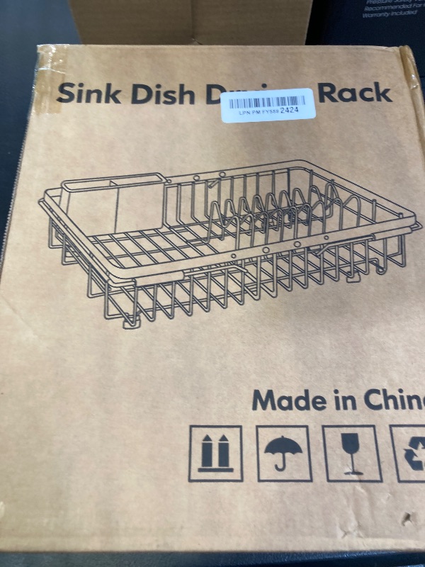 Photo 1 of JASIWAY Dish Drying Rack in Sink, Expandable Stainless Steel Dish Drainer for Kitchen Sink, Dish Strainer Rack, Retractable Over Sink Dish Rack with Utensil Holder, 13.4''~16.9''D x 12.2''W, Silver