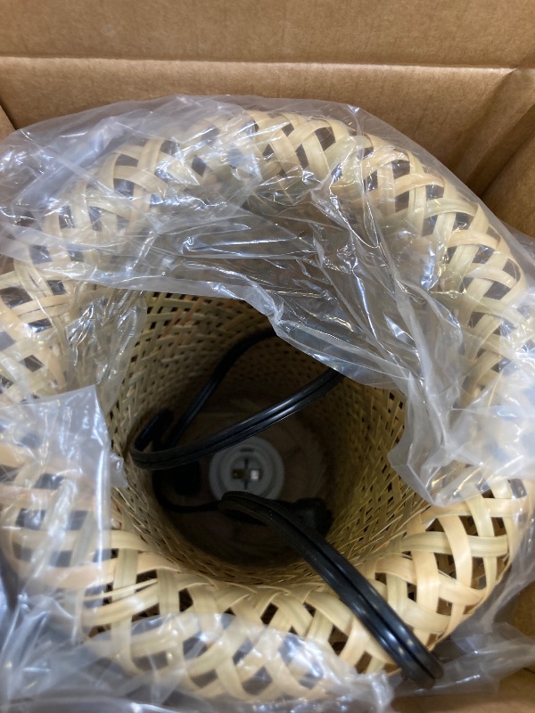 Photo 1 of Arturesthome Bamboo Table Lamps with Shade, Rustic Farmhouse Boho Coastal Desk Lamp Night Light for Decorative Bedroom, Study Room, Cafe, Bookcase