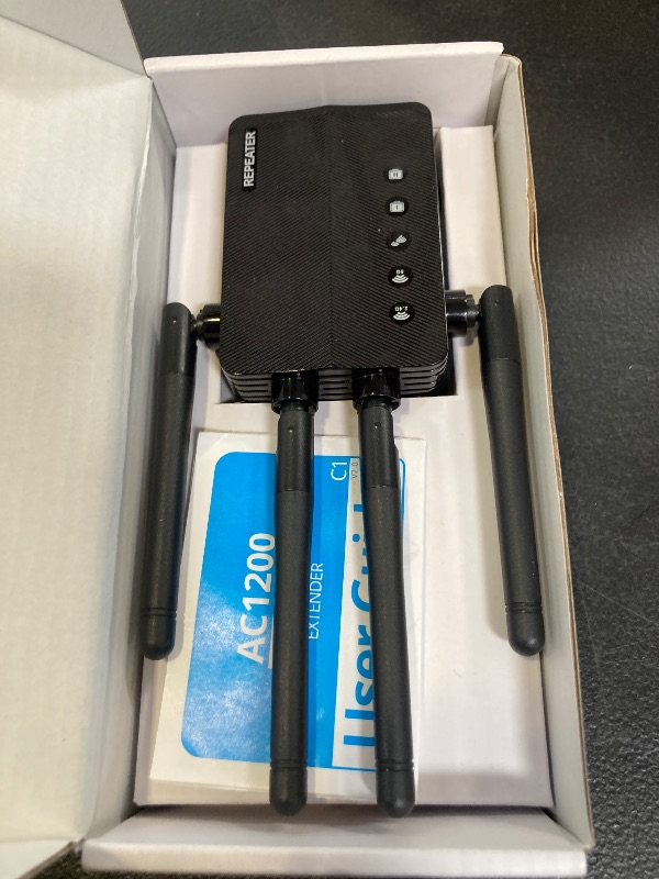 Photo 1 of 1200Mbps Dual Band 5GHz/2.4GHz WiFi Extender, WiFi Extender Signal Booster, 12880 Sq.Ft Coverage, 105-Device Support, Setup for Home & Outdoor Use