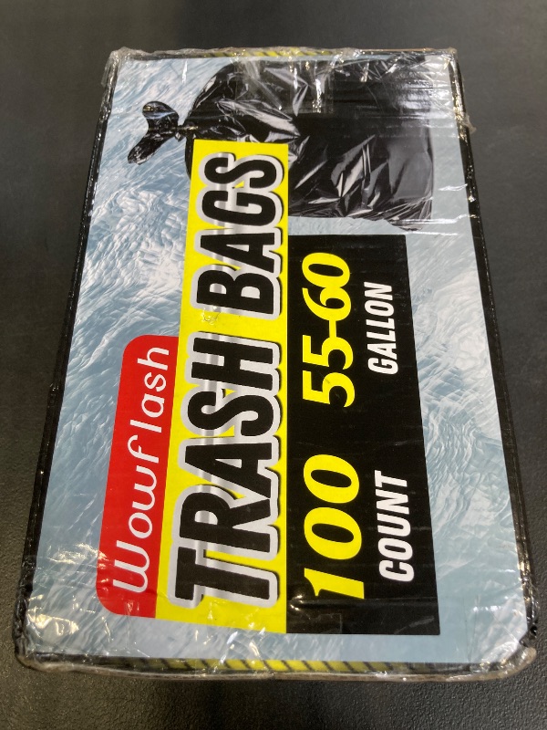 Photo 1 of 100 Count 55-60 Gallon Trash Bags, Sturdy & Tear-Resistant Commercial Can Liners 55 Gallon, Large Garbage Bags, Large Black Trash Bags for Commercial, Lawn and Leaf Bags