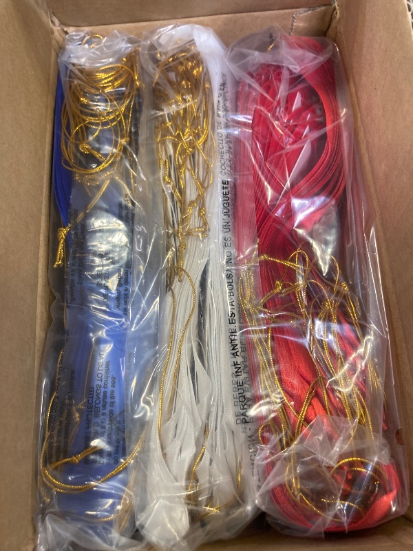 Photo 1 of 300PCS Award Ribbons, Medal Ribbons for 1st, 2nd, 3rd Place, Event Card & Rope Included,Perfect for Competitions, Sports Events, School Challenges, Vibrant Blue, Red, and White