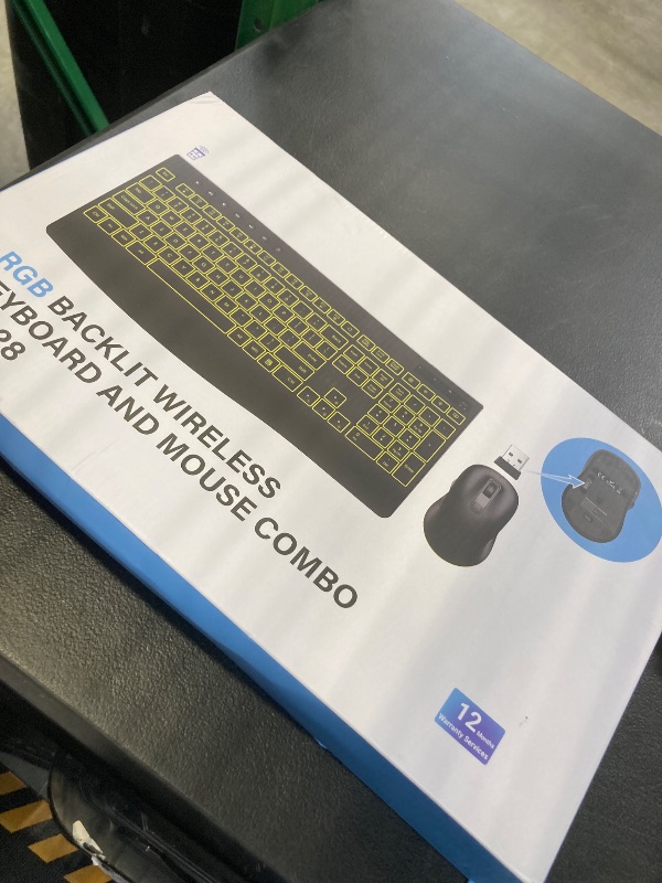 Photo 1 of Wireless Keyboard and Mouse Combo, 9 Backlit Effects, 4000mAh Rechargeable Backlit Keyboard with Wrist Rest, 6 Button Mouse, 2.4G Full Size Quiet Keyboard Set for Computer, PC, Laptop, Mac, Windows