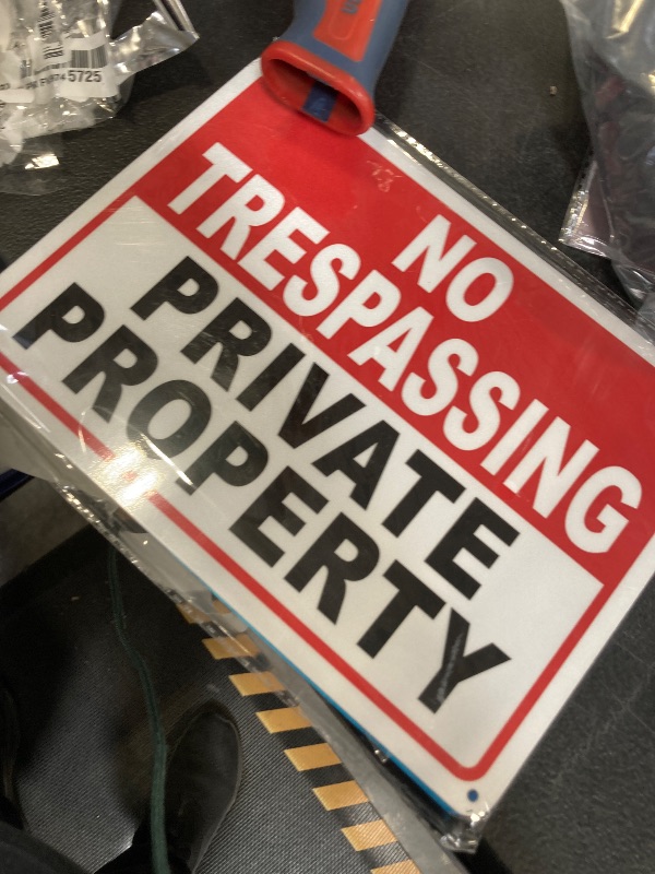 Photo 1 of 2 Pack No Trespassing Signs Private Property – 10x7 Inch Rust-Free Aluminum, UV Printed, Reflective Coating, Weatherproof & Easy to Mount, High Visibility No Trespassing Sign for Home or Business