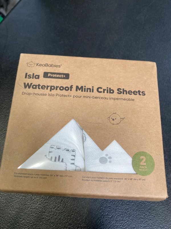 Photo 1 of 2-Pack Waterproof Pack and Play Sheets, Mini Crib Sheets Fitted for Boy, Girl - 38 x 26 Viscose from Bamboo Pack N Play Mattress Sheets for Graco, Toddler Playard Baby Crib Sheets Neutral (KeaSafari)
