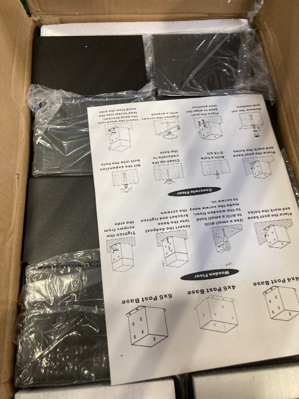 Photo 1 of AXWHYS 4×4 Post Base 8 Pcs, (Inner Size 3.6"x3.6") Post Brackets, Heavy Duty Black Metal Powder-Coated Thick Steel Post Anchor Outdoor for Support Deck Base Plate Pergola Brackets Fence Kit