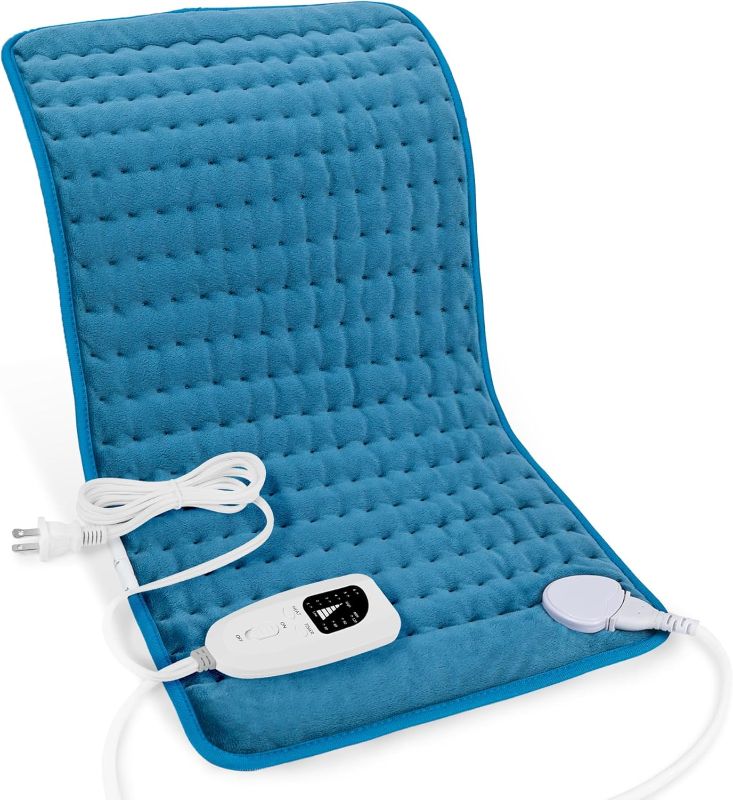 Photo 1 of Deepsoon Heating Pad,Electric Heating Pads for Back,Neck,Moist Heating Pad for Abdomen Shoulder Knee Legs,Dry/Moist Heat&Auto Shut Off,Mother's Day Birthday for Men and Women,Light Blue,24x12 Inch