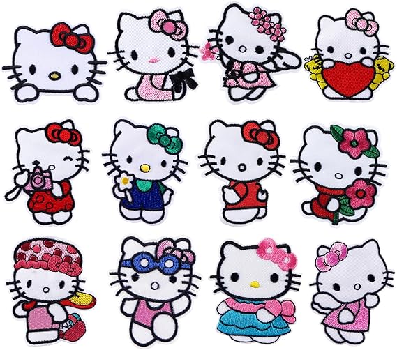 Photo 1 of 12 Pcs Cute Cartoon Cat Iron On Patches, Embroidered Appliqué Patches Iron On/Sew On for Clothing, Hats, Backpacks