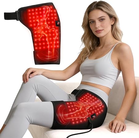 Photo 1 of Rantuia Red Light Therapy for Hip, 105 Lamp Beads USB Powered Hip Brace with 3 Heat Levels, Foldable Heating Pad for Legs, Thighs & Buttock, Unisex Wearable Red Light Hip Therapy Device
