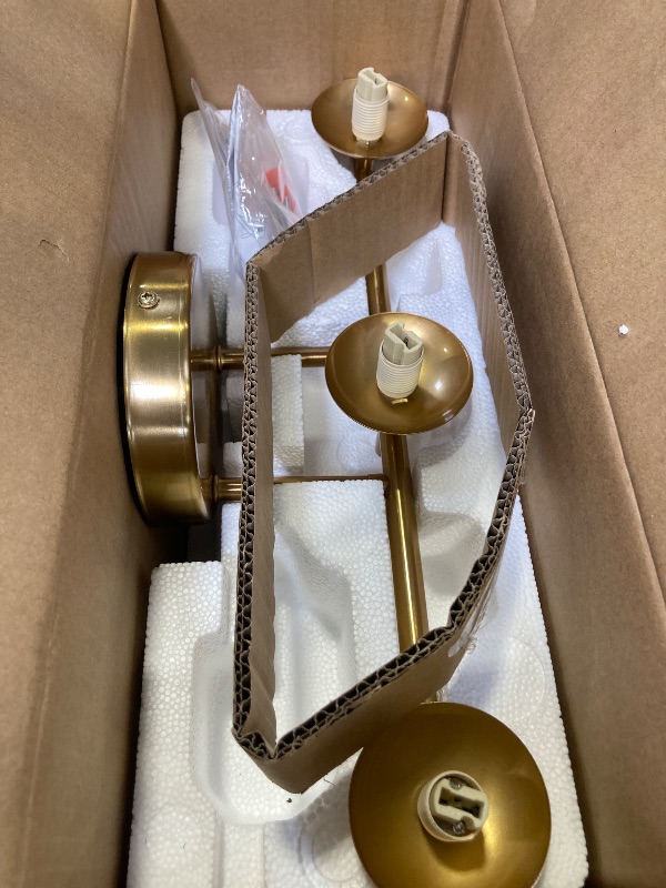Photo 1 of 3-Light Bathroom Light Fixtures, Brushed Gold Vanity Lights for Bathroom with Milky White Glass Ball Shade, 18.9 inch Bathroom Lighting Fixtures Over Mirror, Wall Sconce for Bedroom(Bulb Not Included)
