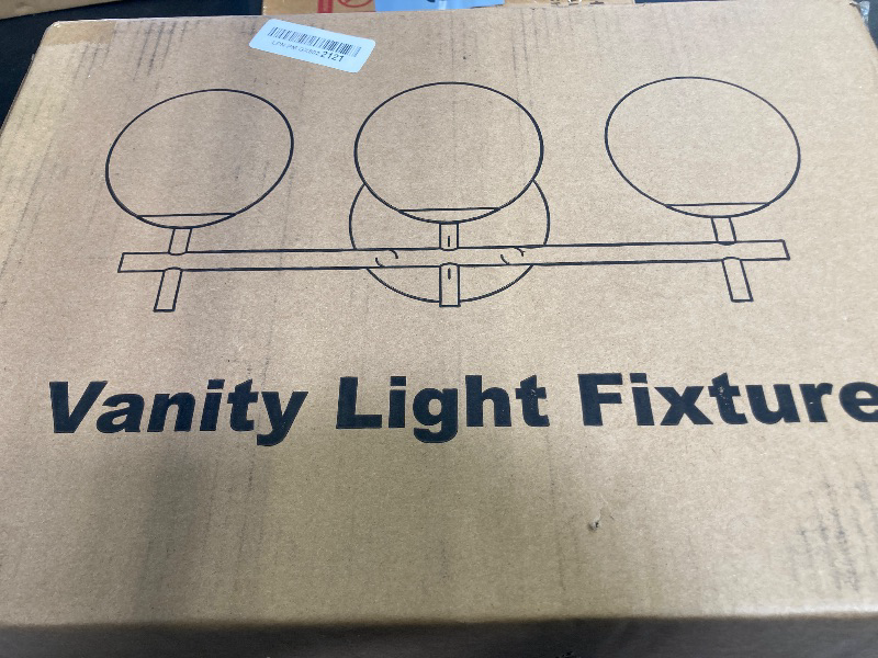 Photo 1 of 3-Light Bathroom Light Fixtures, Brushed Gold Vanity Lights for Bathroom with Milky White Glass Ball Shade, 18.9 inch Bathroom Lighting Fixtures Over Mirror, Wall Sconce for Bedroom(Bulb Not Included)
