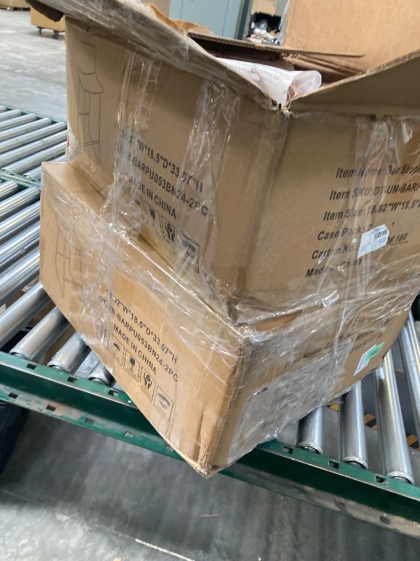 Photo 1 of DUMOS 26 Inch Counter Height Bar Stools Set of 4, Modern Faux Leather High Barstools with Back and Metal Leg, Bar Chairs for Kitchen Island, Brown
