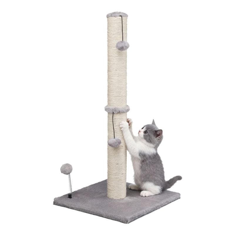 Photo 1 of MECOOL 34“ Tall Cat Scratching Post Premium Basics Kitten Scratcher Sisal Scratch Posts Trees with Hanging Ball for Indoor Cats, Gray